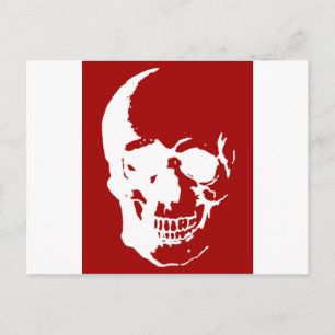 Skull - Red & White Metal Fantasy Art Briefkaart
