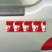 Skull - Red & White Metal Fantasy Art Bumpersticker (Op auto)