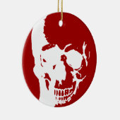 Skull - Red & White Metal Fantasy Art Keramisch Ornament (Rechts)