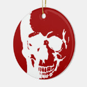 Skull - Red & White Metal Fantasy Art Keramisch Ornament (Links)