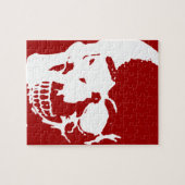 Skull - Red & White Metal Fantasy Art Legpuzzel (Horizontaal)