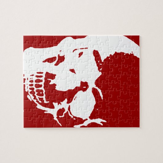 Skull - Red & White Metal Fantasy Art Legpuzzel (Horizontaal)