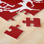 Skull - Red & White Metal Fantasy Art Legpuzzel (Zijkant)