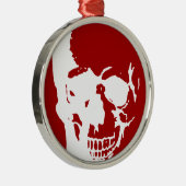 Skull - Red & White Metal Fantasy Art Metalen Ornament (Rechts)
