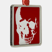 Skull - Red & White Metal Fantasy Art Metalen Ornament (Rechts)