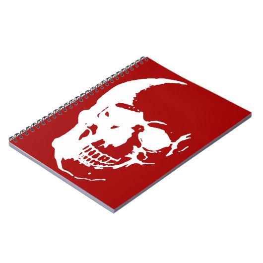 Skull - Red & White Metal Fantasy Art Notitieboek (Linkerzijde)