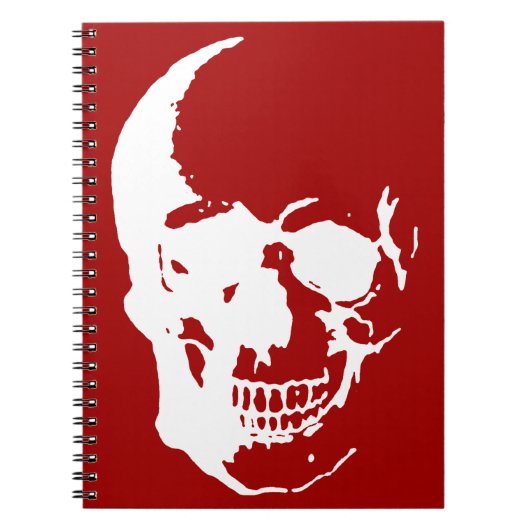 Skull - Red & White Metal Fantasy Art Notitieboek (Voorkant)
