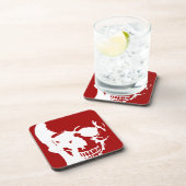 Skull - Red & White Metal Fantasy Art Onderzetter (Rechterzijde)