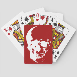 Skull - Red & White Metal Fantasy Art Pokerkaarten