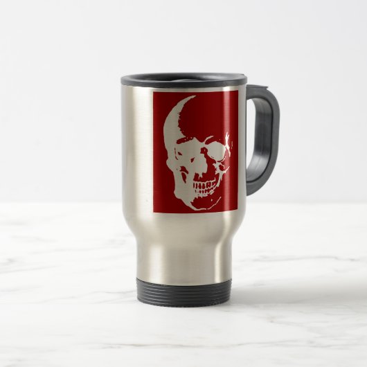 Skull - Red & White Metal Fantasy Art Reisbeker (Voorkant rechts)