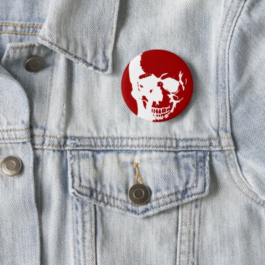 Skull - Red & White Metal Fantasy Art Ronde Button 5,7 Cm (In situ)