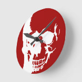 Skull - Red & White Metal Fantasy Art Ronde Klok (Hoek)