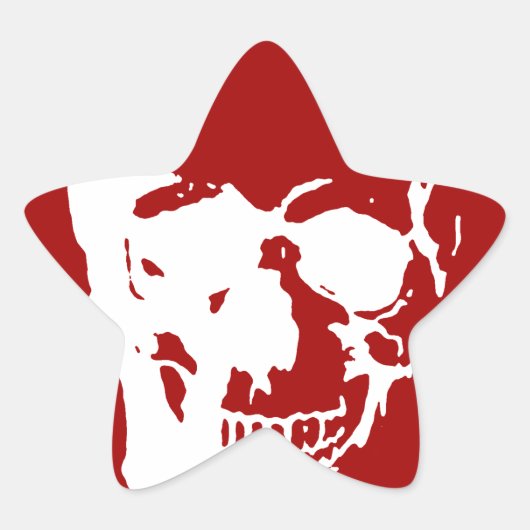 Skull - Red & White Metal Fantasy Art Ster Sticker (Voorkant)