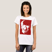 Skull - Red & White Metal Fantasy Art T-shirt (Voorkant volledig)