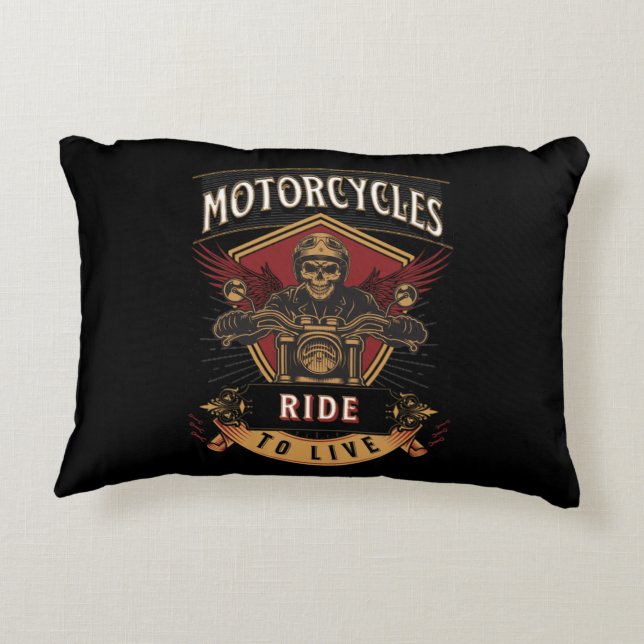 Skull Ride Motorcycles, Ride To Live Accent Kussen (Achterkant)