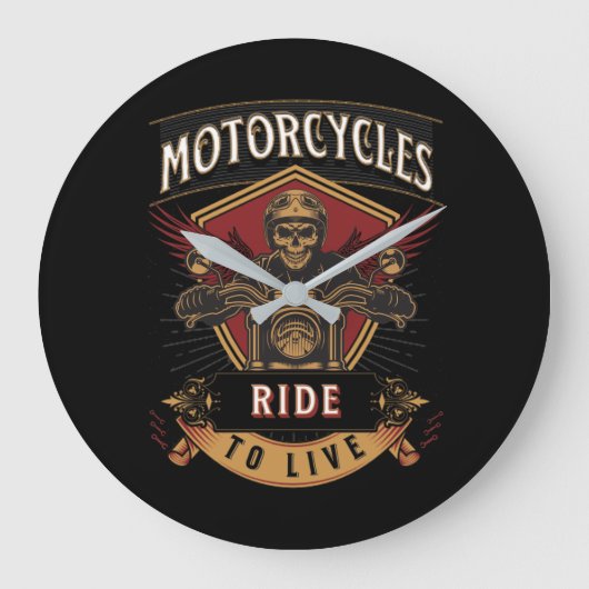Skull Ride Motorcycles, Ride To Live Grote Klok (Voorkant)