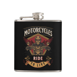 Skull Ride Motorcycles, Ride To Live  Heupfles