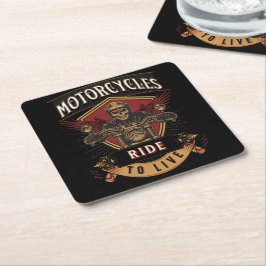Skull Ride Motorcycles, Ride To Live  Kartonnen Onderzetters