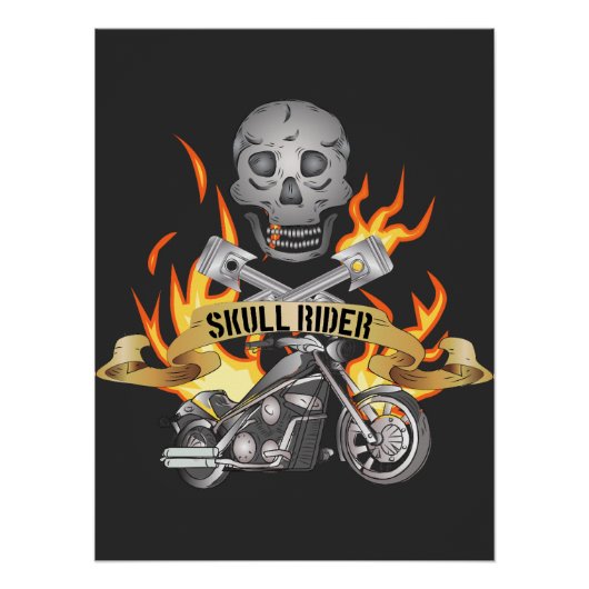 Skull Rider Motorcycle Community Sign Perfect Poster (Voorkant)
