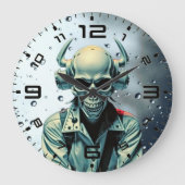 Skull Rider Synth-Punk Wall Clock Grote Klok (Voorkant)