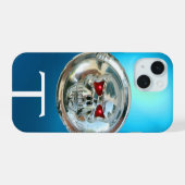 SKULL RIDERS MONOGRAM Aqia Blauw iPhone 15 Case (Achterkant horizontaal)