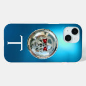 SKULL RIDERS MONOGRAM Aqia Blue Case-Mate iPhone Case (Achterkant (horizontaal))