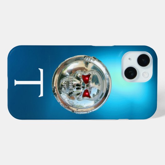 SKULL RIDERS MONOGRAM Aqia Blue Case-Mate iPhone Case (Achterkant (horizontaal))