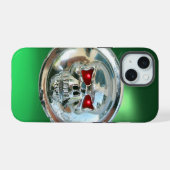 SKULL RIDERS MONOGRAM groen iPhone 15 Case (Achterkant horizontaal)