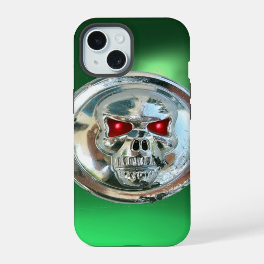 SKULL RIDERS MONOGRAM groen iPhone 15 Case (Achterkant)