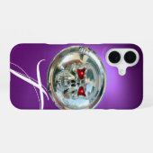 SKULL RIDERS MONOGRAM Paars iPhone 16 Hoesje (Achterkant horizontaal)