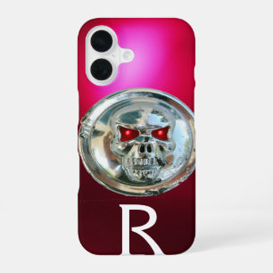 SKULL RIDERS MONOGRAM Rode Bourgogne iPhone 16 Hoesje