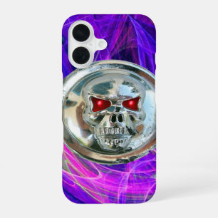 SKULL RIDERS Roze Blauw Paars Fractale Wervelingen iPhone 16 Hoesje