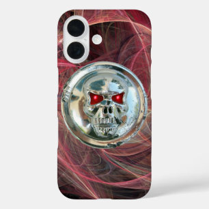 SKULL RIDERS Roze grijze fractale cirkels iPhone 16 Hoesje