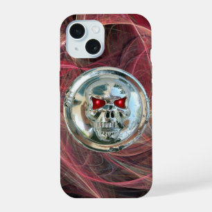 SKULL RIDERS Roze Metaal Grijs Fractale Wervelinge iPhone 15 Case
