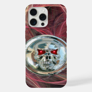 SKULL RIDERS Roze Metaal Grijs Fractale Wervelinge iPhone 15 Pro Max Case