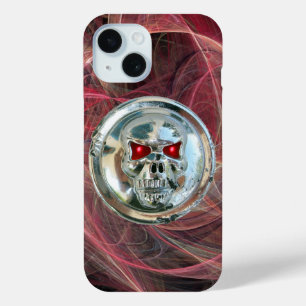 SKULL RIDERS Roze metalen grijze ronde cirkels iPhone 15 Case