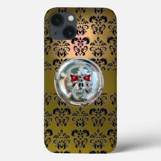 SKULL RIDERS YELLOW BLACK DAMASK Hoesje-Mate iPhon Case-Mate iPhone Case (Achterkant)