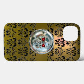 SKULL RIDERS YELLOW BLACK DAMASK Hoesje-Mate iPhon Case-Mate iPhone Case (Achterkant (horizontaal))