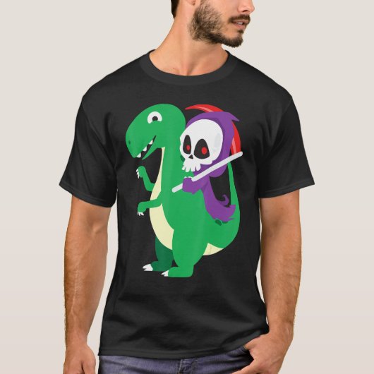 Skull Riding T Rey Cool Dino Halloween Co T-shirt (Voorkant)