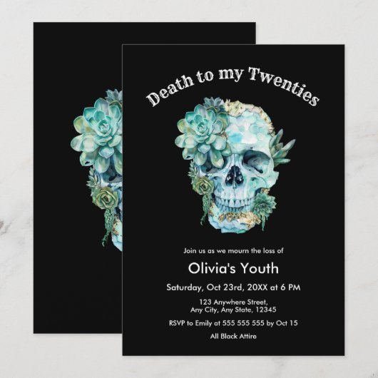 Skull RIP 20s 30th Birthday Death to my Twenties Kaart (Voorkant / Achterkant)