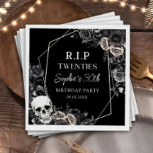 Skull Rip 20s Floral 30th Birthday Party Servetten