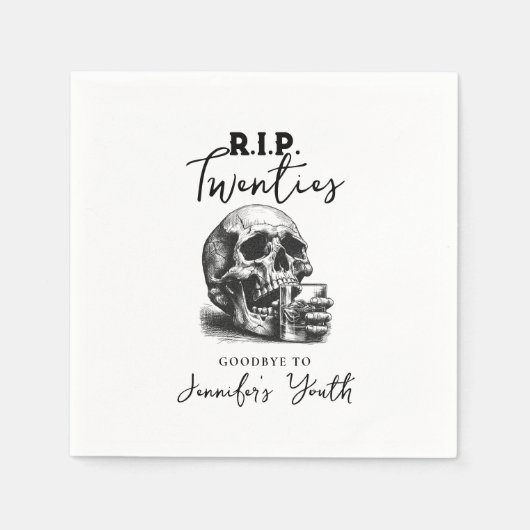  Skull RIP Twenties Whiskey verjaardagsfeestje Servet (Voorkant)