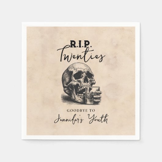  Skull RIP Twenties Whiskey verjaardagsfeestje Servet (Voorkant)