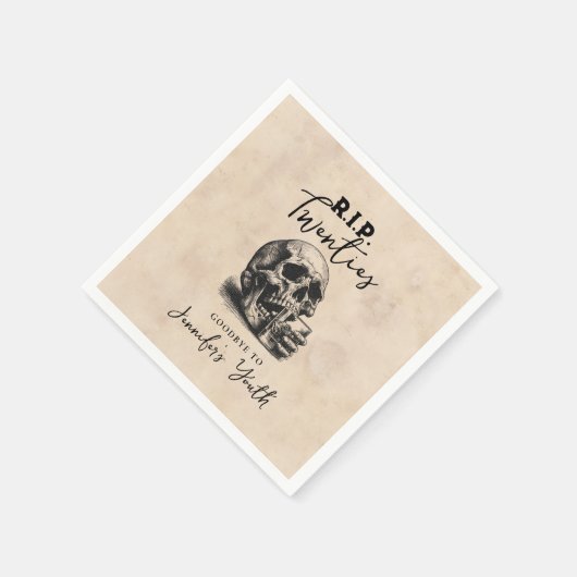 Skull RIP Twenties Whiskey verjaardagsfeestje Servet (Hoek)