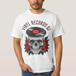 skull rocker head record player t-shirt
