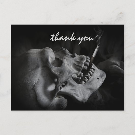 Skull roken van een sigaret Dank u Briefkaart (Voorkant)