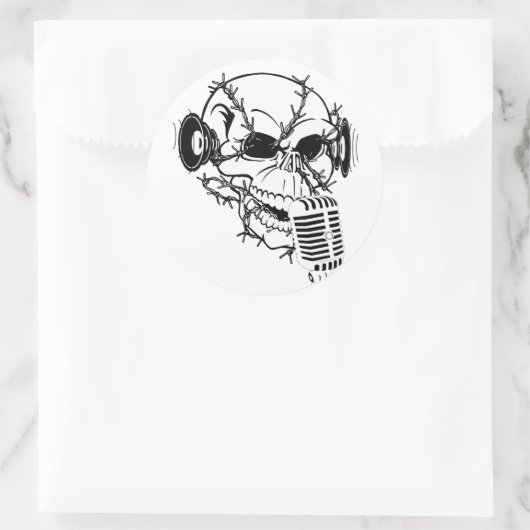 Skull Ronde Sticker (Tas)