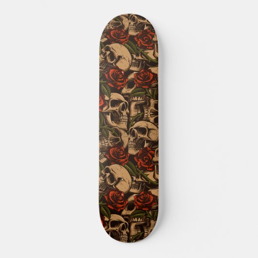 Skull Roos  Gothic Pattern Persoonlijk Skateboard (Voorkant)