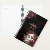 Skull Roos Monogram Naam Burgundy Grunge Donker Ni Planner (Display)