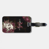 Skull Roos Monogram Name Burgundy Grunge Dark Bagagelabel (Achterkant horizontaal)